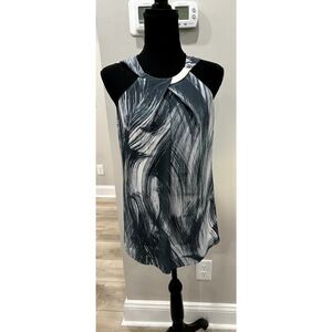 100% Silk Lafayette 148 Blouse Lined Tank Gray Marbled Dressy Workware - Size 2